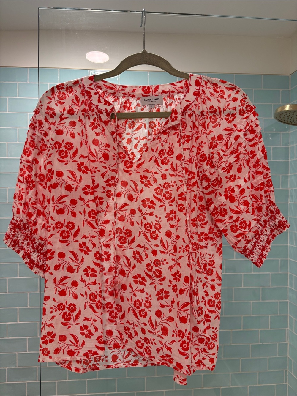 Olivia James Red Floral Cotton Blouse